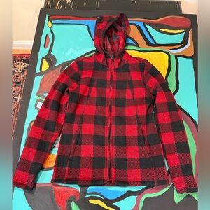 North Face Red and Black Checkered Hoodie